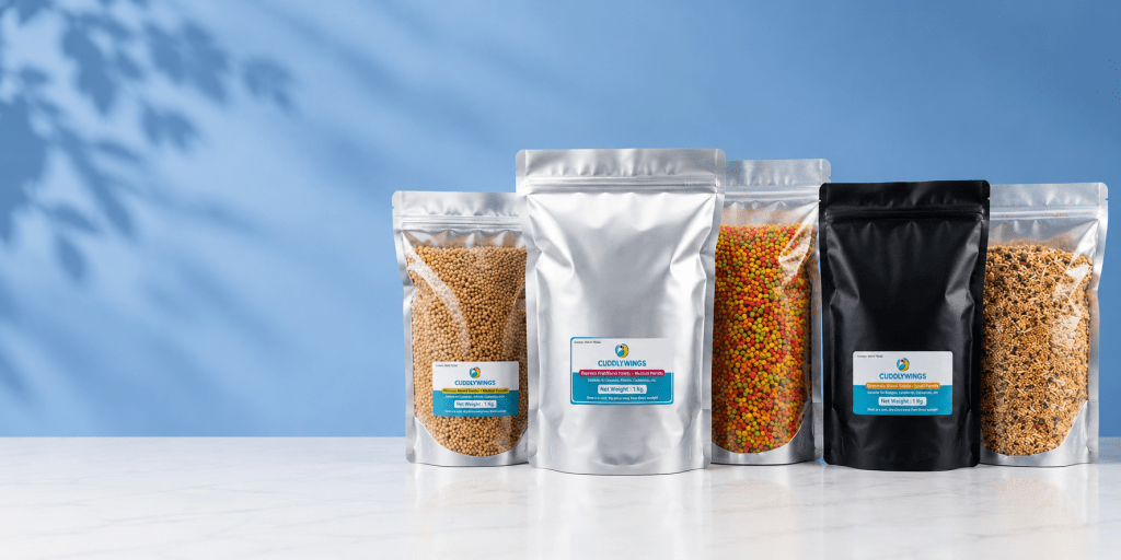 Bird Food products at CuddlyWings, Pellets, seeds.